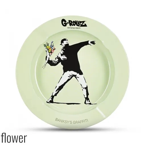 Picture of Banksy Graffiti Flower Round Metal Ashtray