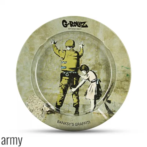 Picture of Banksy Graffiti Army Round Metal Ashtray