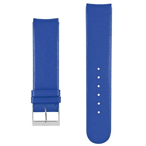 Picture of Akteo Flat Leather Watch Strap Silver Buckle 20 Blue