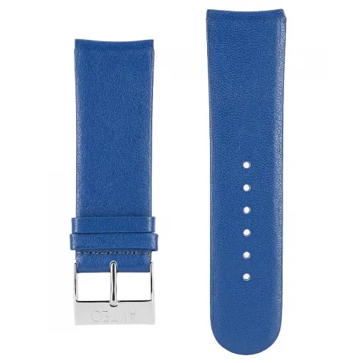 Picture of Akteo Flat Leather Watch Strap Silver Buckle 24 Blue