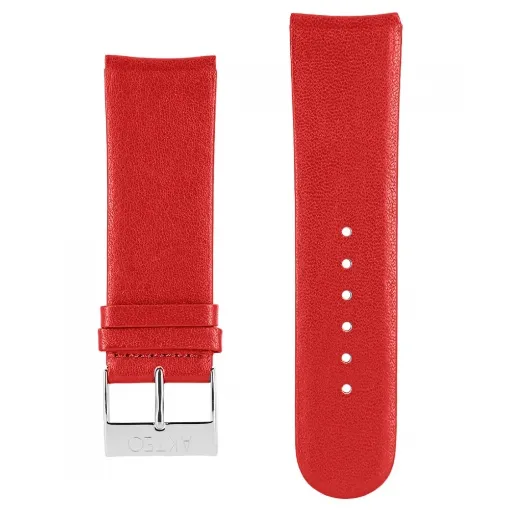 Picture of Akteo Flat Leather Watch Strap Silver Buckle 25 Red