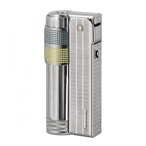 Picture of Super Triplex Chrome Petrol Lighter Yellow and Blue Imco