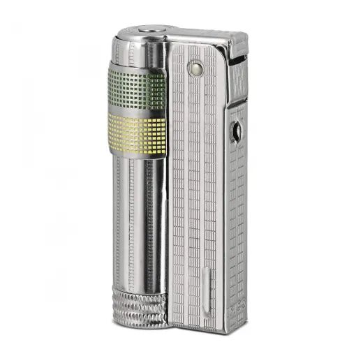 Picture of Super Triplex Chrome Petrol Lighter Yellow and Green Imco