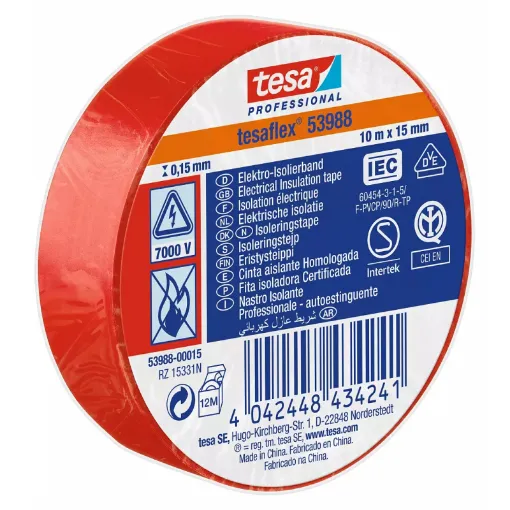 Picture of Red Electrician Adhesive 15mm Length 10m TESA