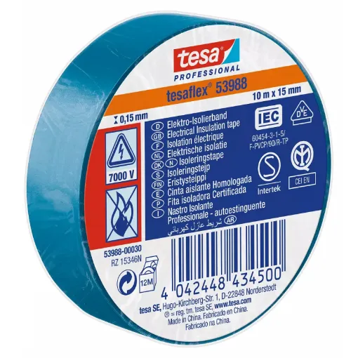 Picture of Blue Electrician Adhesive 15mm Length 10m TESA