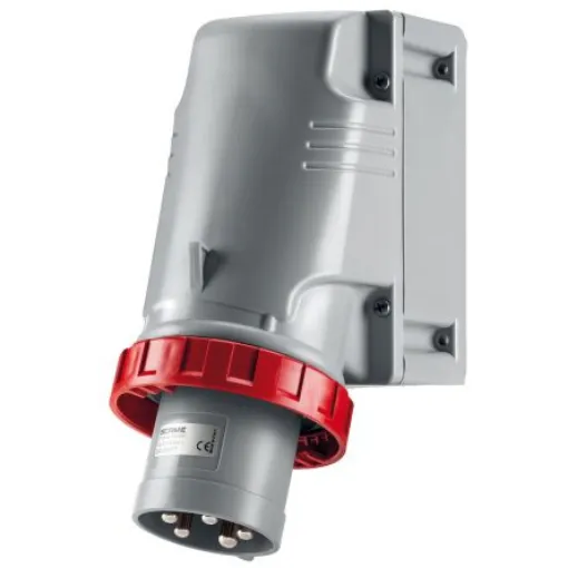 Scame IP67 Red Wall Mount 3P + E Industrial Power Plug, Rated At 63A, 415 V - 245.6396T product image