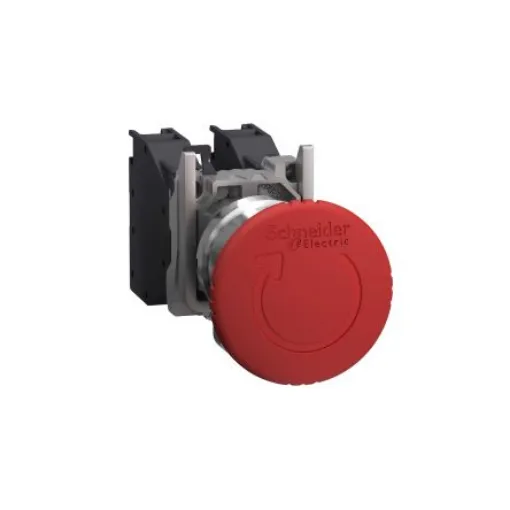 Schneider Electric XB4 Series Emergency Stop Push Button, Slow Break, Panel Mount, 22.5mm Cutout, 1 NO + 1 NC, IP65 - XB4BS8445GEX product image