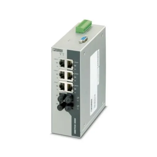 Phoenix Contact FL SWITCH 3006T-2FX ST Series DIN Rail Mount Industrial Ethernet Switch, 6 RJ45 Ports, 10/100Mbit/s - 2891037 product image
