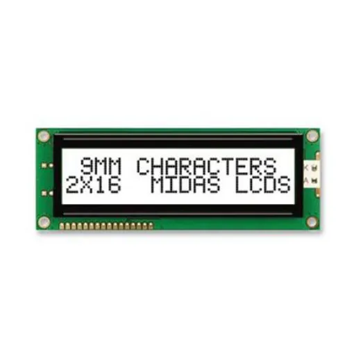 Midas MC21609AB6W-FPTLW-V2 AB Alphanumeric LCD Display White, 2 Rows by 16 Characters, Transflective product image