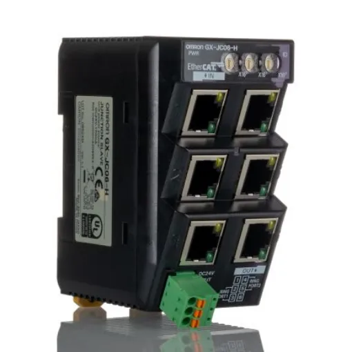 Omron EtherCAT Junction Slave Series DIN Rail Mount Network Hub, 6 RJ45 Ports, 24V dc - GXJC06H product image