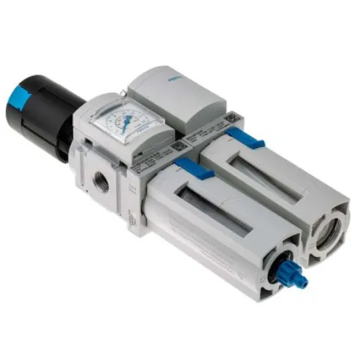 Festo G 1/4 FRL, Manual Drain, 40µm Filtration Size - With Pressure Gauge - MSB4-1/4-FRC5:J1M1 product image