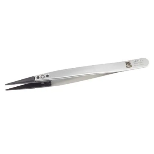 RS PRO 130 mm, Stainless Steel, Flat, ESD Tweezers - 1369723 product image