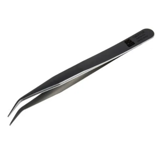RS PRO 120 mm, Stainless Steel, Grooved, Tweezers - 1369758 product image