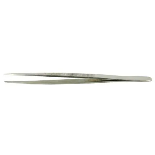 RS PRO 160 mm, Stainless Steel, Serrated, Tweezers - 1369826 product image