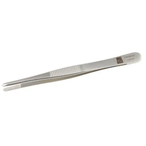 RS PRO 120 mm, Stainless Steel, Blunt, Tweezers - 1369830 product image