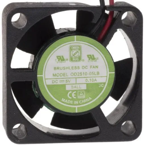 RS PRO Axial Fan, 5 V dc, DC Operation, 3.1m³/h, 500mW, 100mA Max, 25 x 25 x 10mm - 1442027 product image