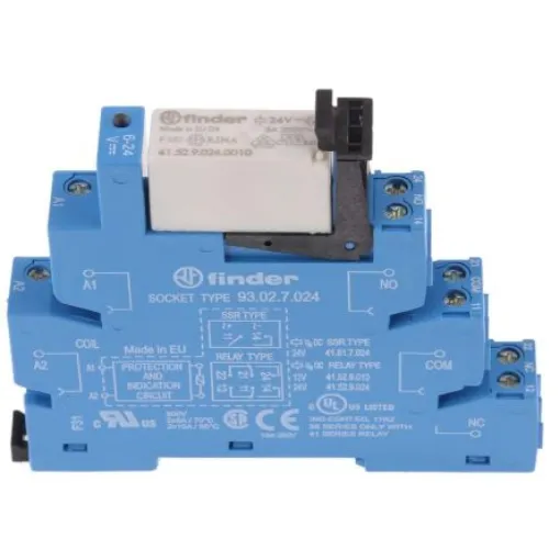 Finder 38 Series Interface Relay, DIN Rail Mount, 24V dc Coil, DPDT, 2-Pole - 38.52.7.024.0050 product image