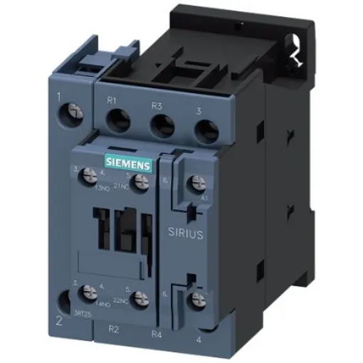 Siemens SIRIUS 3RT25 Contactor, 24 V ac Coil, 4-Pole, 25 A, 11 kW, 2NC + 2NO, 400 V - 3RT2526-1AC20 product image