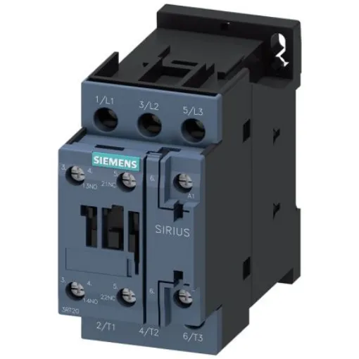 Siemens SIRIUS 3RT2 Contactor, 480 V Coil, 3-Pole, 9 A, 4 kW, 1 NO + 1 NC, 690 V - 3RT2023-1AV60 product image