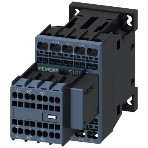 Siemens SIRIUS 3RT2 Contactor, 24 V Coil, 3-Pole, 9 A, 4 kW, 2 NO + 2 NC, 690 V - 3RT2016-2DB44 product image
