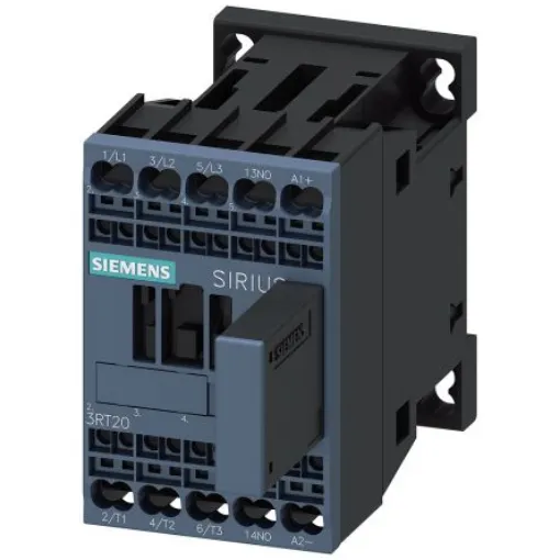 Siemens SIRIUS 3RT2 Contactor, 24 V Coil, 3-Pole, 9 A, 4 kW, 1 NO, 690 V - 3RT2016-2QB41 product image