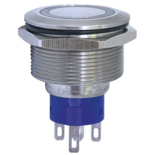 KNITTER-SWITCH Illuminated Push Button Switch, Momentary, Panel Mount, 25mm Cutout, SPDT, Red LED, 28 V dc, 250V ac, - MAV25A0F10E-312-JQ product image