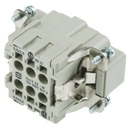 HARTING Heavy Duty Power Connector Insert, 16A, Male, Han ES Series, 6 + E Contacts - 09330062616 product image