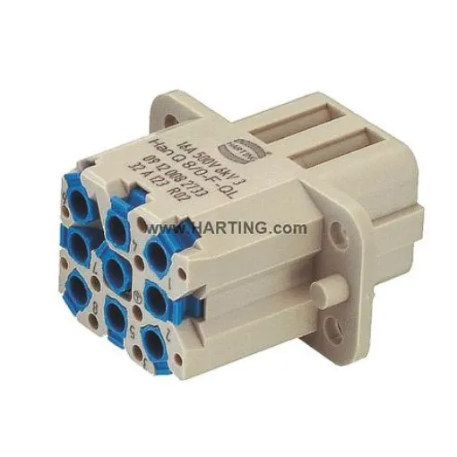 HARTING Heavy Duty Power Connector Insert, 16A, Female, Han Q Series, 8 Contacts - 09120082733 product image