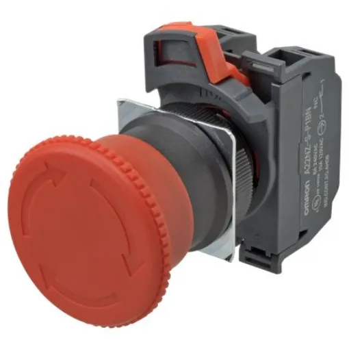 Omron A22NE-P Series Twist Release Emergency Stop Push Button, Panel Mount, 22mm Cutout, 2NC, IP65 - A22NE-M-P202-N product image