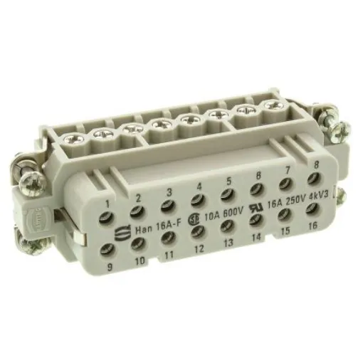 HARTING Heavy Duty Power Connector Insert, 16A, Female, Han A Series, 16 Contacts - 09200162812 product image