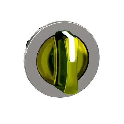Schneider Electric ZB4 Series 3 Position Selector Switch Head, 30mm Cutout, Yellow Handle - ZB4FK1383 product image