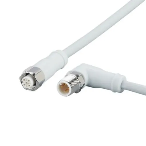 ifm electronic Right Angle Male 4 way M12 to Straight Female 5 way M12 Communication Cable, 2m - EVF507 product image