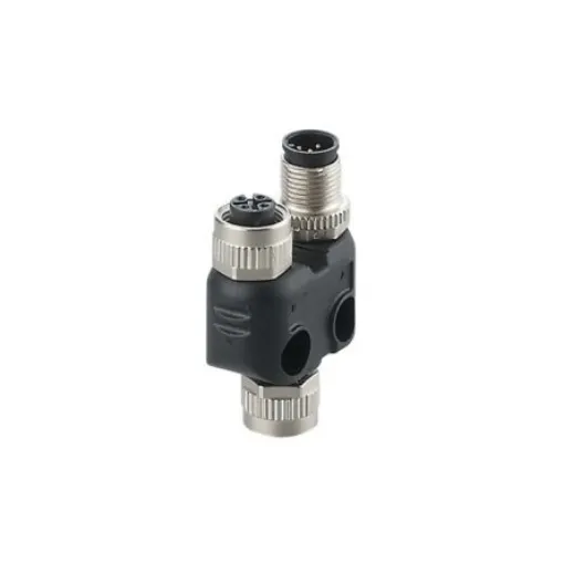 ifm electronic Side Entry, Top Entry 1 Pole M12 Plug to 2 Pole M12 Socket Adapter - E12529 product image
