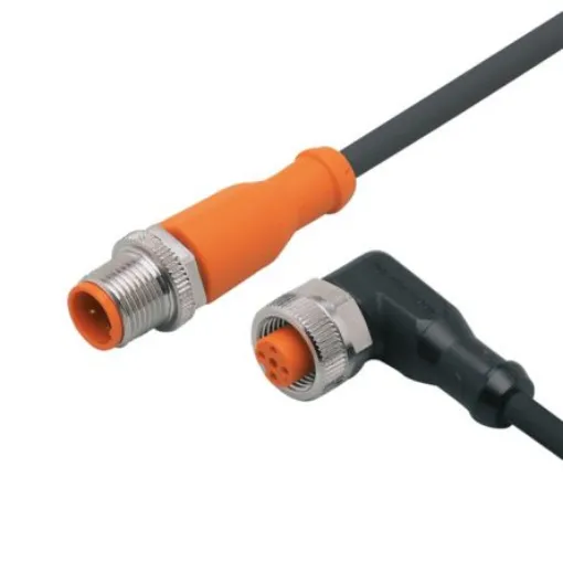 ifm electronic Straight Male 4 way M12 to Right Angle Female 5 way M12 Communication Cable, 1m - EVC391 product image