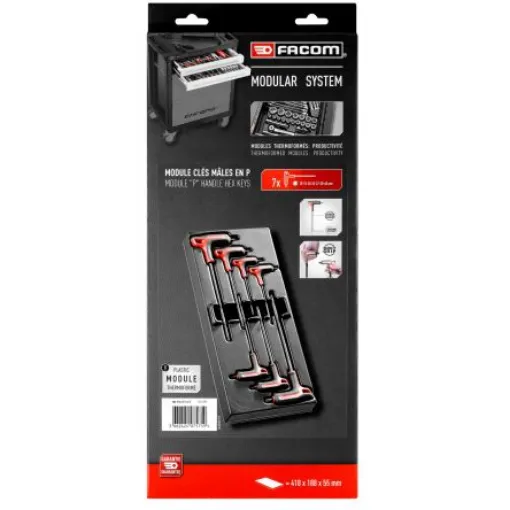 Facom 7-Piece Torx Key Set, T10 - T15 - T20 - T25 - T27 - T30 - T40 Size, P Shape, Short Arm - MOD.89TXAPB product image