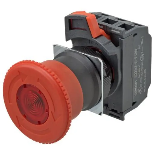 Omron A22NE-PD Series Twist Release Illuminated Emergency Stop Push Button, Panel Mount, 22mm Cutout, 2NO + 2NC, IP65 - A22NE-M-PD22-C product image