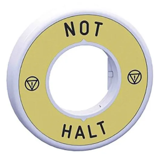 Schneider Electric Illuminated Marked Legend Ring for Use with Emergency Stop Mushroom Head Push-Button, Not - Halt - ZBY9W2G230 product image