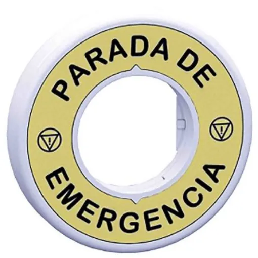 Schneider Electric Illuminated Marked Legend Ring for Use with Emergency Stop Mushroom Head Push-Button, Parada De - ZBY9W2G430 product image