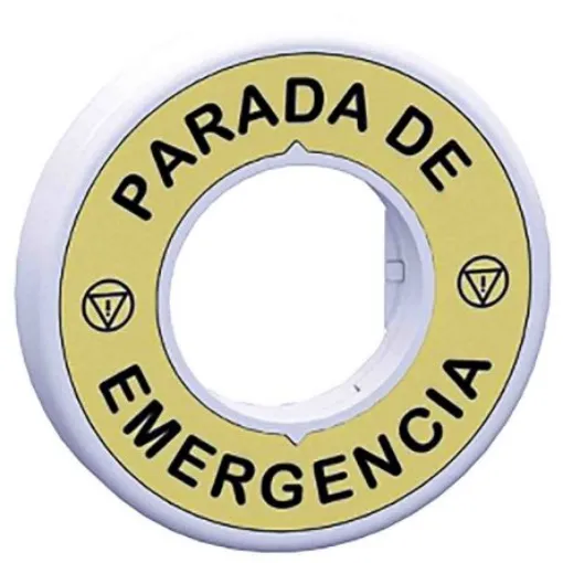 Schneider Electric Illuminated Marked Legend Ring for Use with Emergency Stop Mushroom Head Push-Button, Parada De - ZBY9W2M430 product image