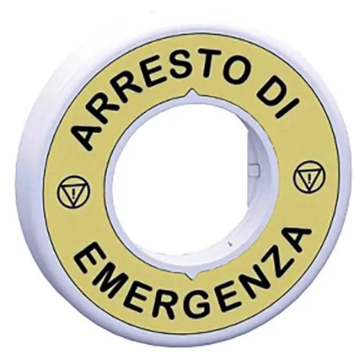 Schneider Electric Illuminated Marked Legend Ring for Use with Emergency Stop Mushroom Head Push-Button, Arresto Di - ZBY9W2M630 product image