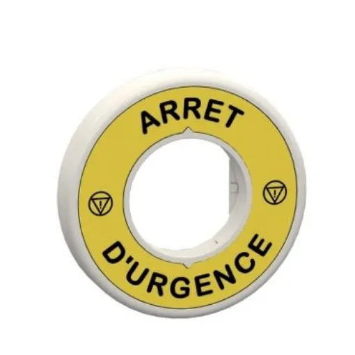 Schneider Electric Illuminated Marked Legend Ring for Use with Emergency Stop Mushroom Head Push-Button, Arrêt d'urgence - ZBY9W3B130 product image