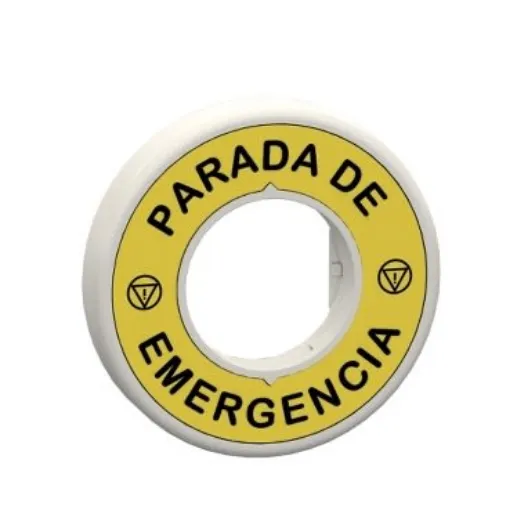 Schneider Electric Illuminated Marked Legend Ring for Use with Emergency Stop Mushroom Head Push-Button, Parada De - ZBY9W3B430 product image