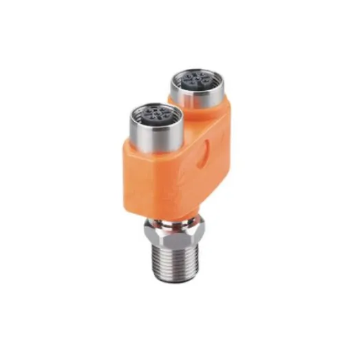 ifm electronic Side Entry, Top Entry 1 Pole M12 Plug to 2 Pole M12 Socket Adapter - EBT010 product image