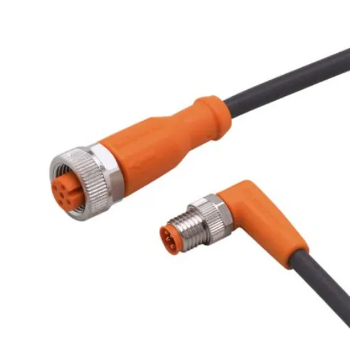 ifm electronic Right Angle Male 4 way M8 to Straight Female 5 way M12 Communication Cable, 300mm - EVC374 product image