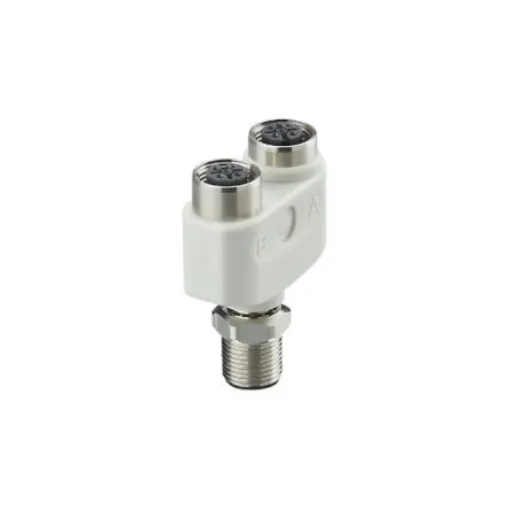 ifm electronic Side Entry, Top Entry 1 Pole M12 Plug to 2 Pole M12 Socket Adapter - EBF007 product image