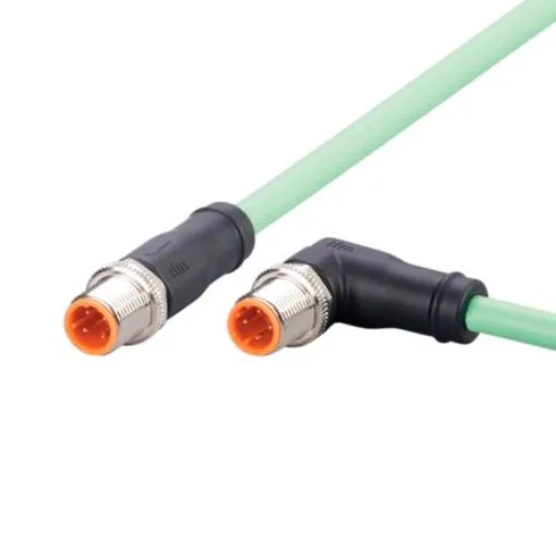 ifm electronic Right Angle Male 4 way M12 to Straight Female 4 way M12 Communication Cable, 2m - EVC913 product image