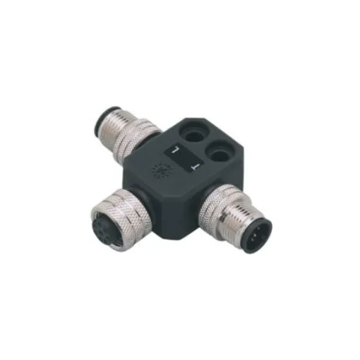 ifm electronic Side Entry, Top Entry 2 Pole M12 Plug to 1 Pole M12 Socket Adapter - E11627 product image