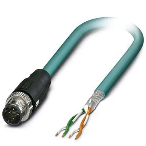 Phoenix Contact, 2m Cat5, Blue M12 to Male Unterminated, Aluminium Foil, Tinned Copper Braid Shielded, Terminated - 1407357 product image