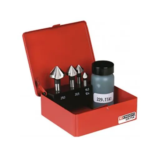 Facom Countersink Drill Bit Set, 10.4 mm, 15.5 mm, 20.5 mm, 25 mm Head, 90°, 4 Piece(s) - 229.TTJ4 product image
