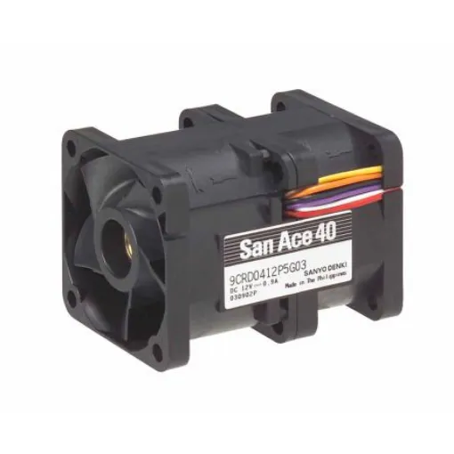 Sanyo Denki 9CRD Series Axial Fan, 12 V dc, DC Operation, 52.2m³/h, 13.8W, 1.15A Max, 40 x 40 x 56mm - 9CRD0412P5J03 product image